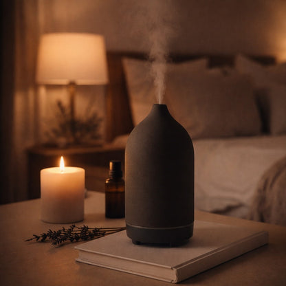 essential oil diffuser with soft mist in modern interior
