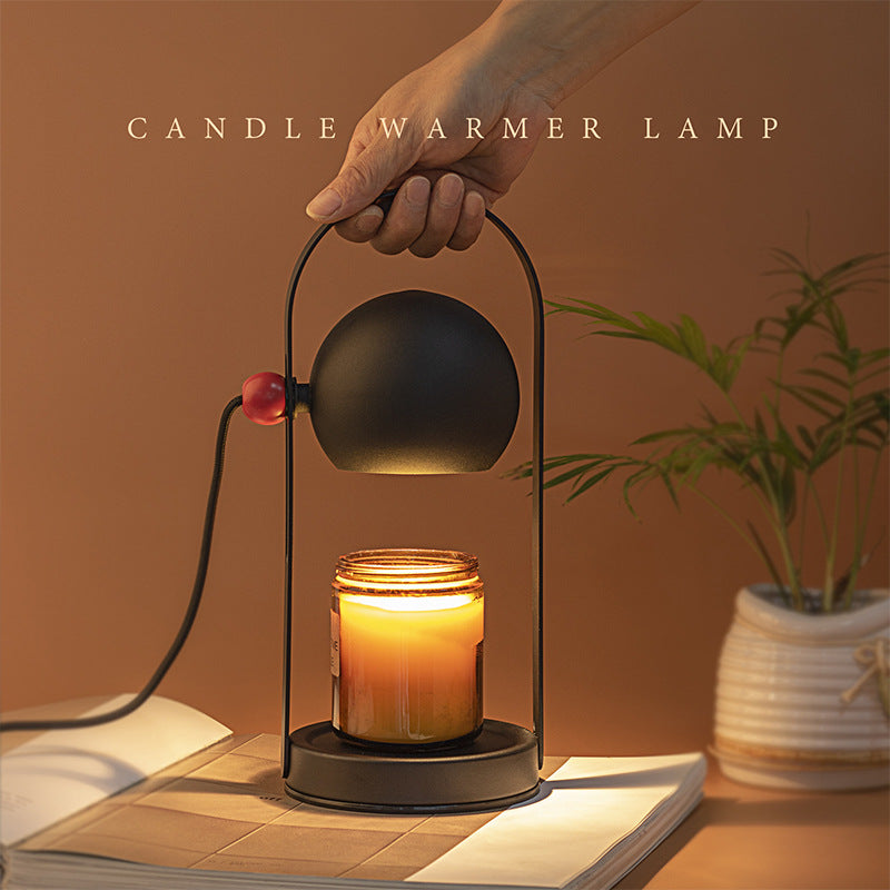adjustable aromatherapy wax lamp fragrance warmer on bedside table