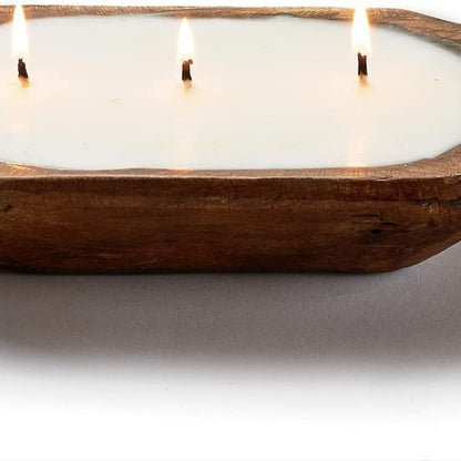 vintage lavender soy candle triple wick handmade wooden bowl candle
