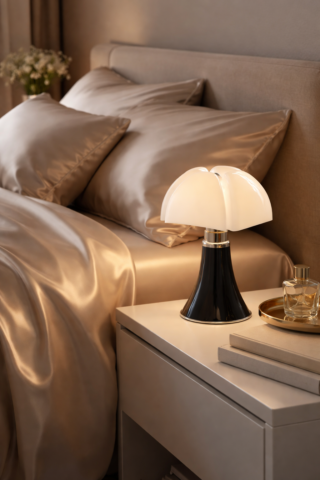 Minimalist rechargeable touch dimmable ambient table lamp with soft warm glow